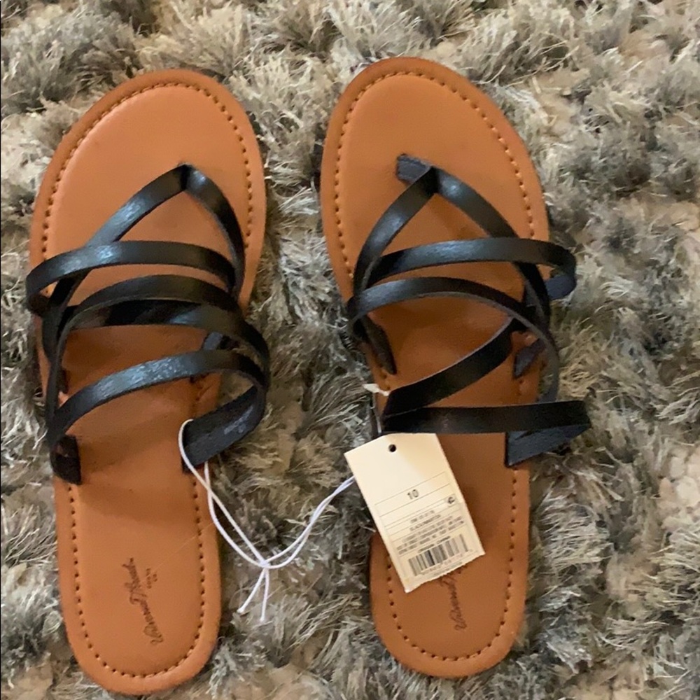 Black and brown strapy sandals